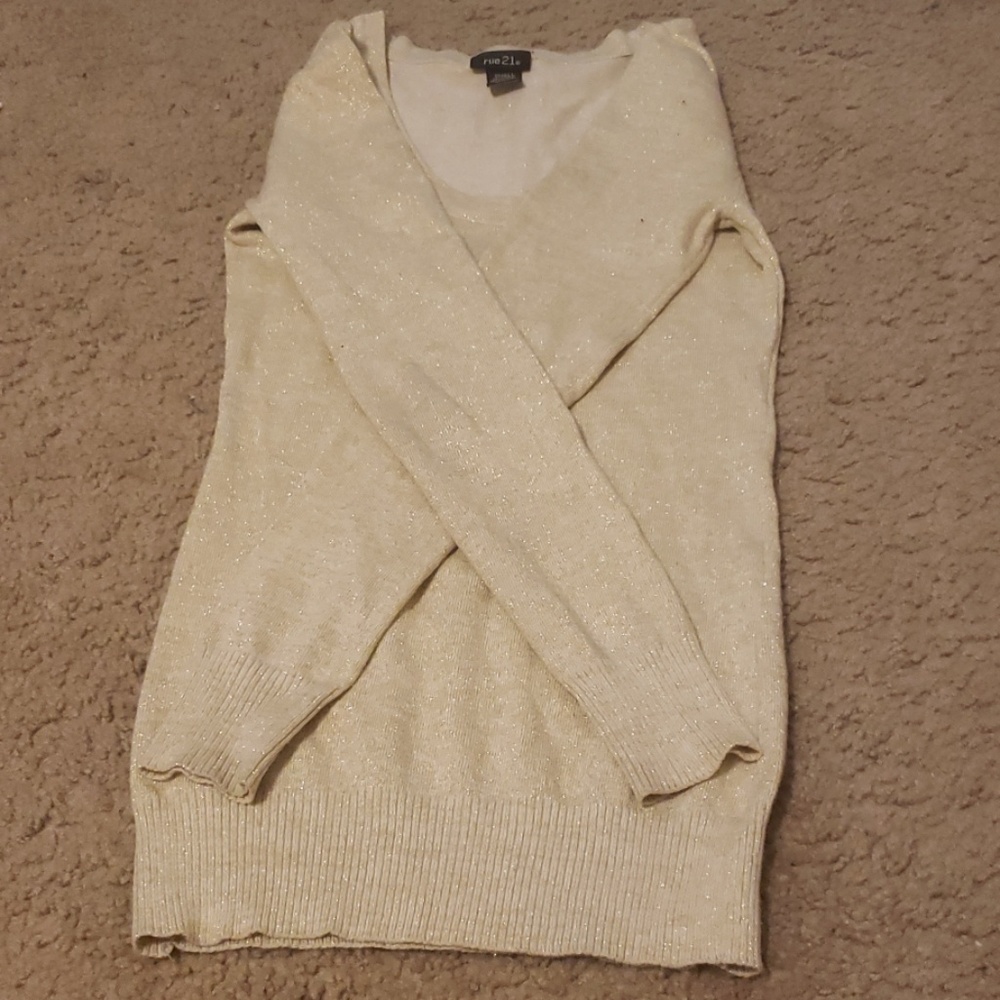 Long gold sparkle sweater